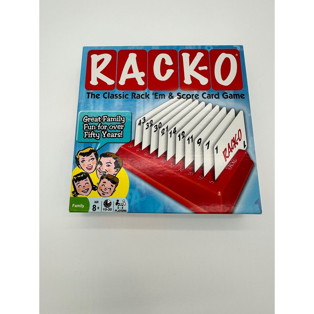Winning Moves Rack-O Card Game Family Classic Retro Rack Em and Score Red Blue